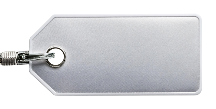 Blank Silver Tag with Ring Isolated on Transparent Background.