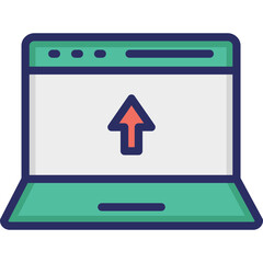 Data upload vector icon in color outline style 
