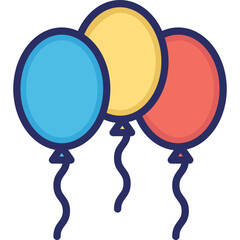 Balloons vector icon in color outline style 