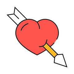 piarced heart line icon vector. piarced heart sign. isolated symbol illustration