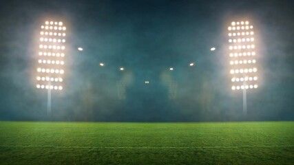 stadium Moving lights, animated flash. 3d render illustration	