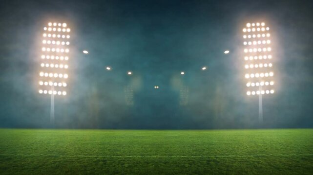 stadium Moving lights, animated flash. 3d render illustration	
