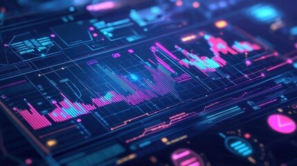 Obraz premium AI, Big Data, and business analytics icons represent the integration of advanced technology in analyzing graphs, business data, and market trends, driving strategic decisions and innovative solutions