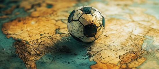 Soccer Ball on a Vintage Map