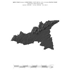 Agattu Island. United States. Shape on white. Bilevel © zelwanka
