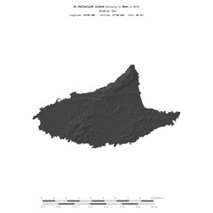 Al-Hallaniyah Island. Oman. Shape on white. Bilevel © zelwanka