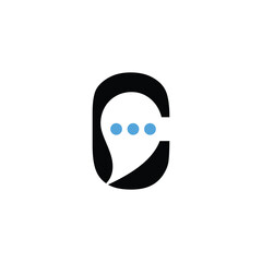 Letter C Logo with Negative Space Chat Bubble