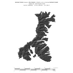 Auckland Island. New Zealand. Shape on white. Bilevel © zelwanka
