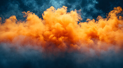 A mesmerizing image showcasing vibrant yellow smoke billowing gracefully against a stark black background, creating a stunning visual effect that draws the viewer’s attention. This fluid photography c