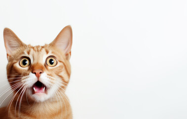 Obraz premium The cat looking at the camera with surprise, mouth open