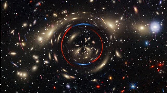 Flying Into Worm Hole Breaking Space Time Surrounded By Millions Of Galaxies In The Deep Space Universe