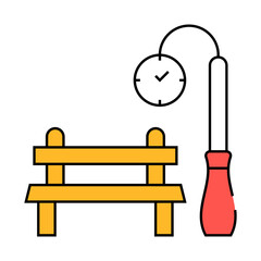 park bench and clock for date line icon vector. park bench and clock for date sign. isolated symbol illustration