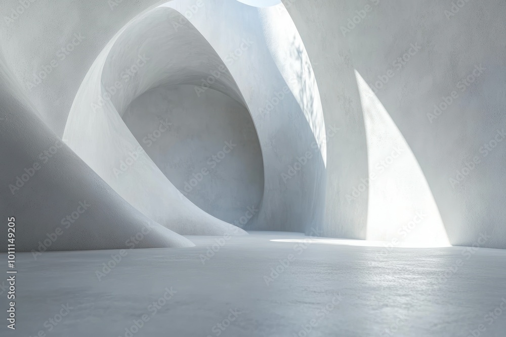 Poster serene abstract space with soft shadows and light