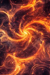 Fiery Swirling Patterns in Motion: A Vivid Display of Dynamic Energy Set Against a Mysterious Abstract Backdrop with Vibrant, Flowing Hues