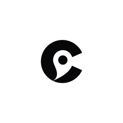 Letter C logo with negative space location icon