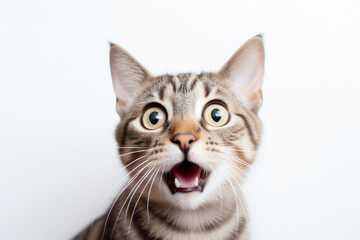 Obraz premium The cat reacting with surprise, wide eyes and open mouth