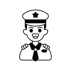 Pilot  glyph icon with white background vector stock illustration
