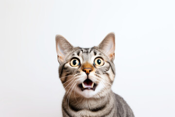 Fototapeta premium The cat reacting with surprise, wide eyes and open mouth