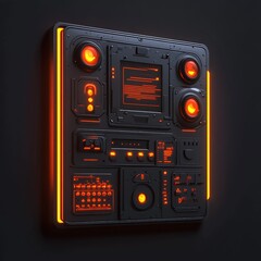 Obraz premium 3D Control Panel Icon: Interface for Robot Management Illustration Logo