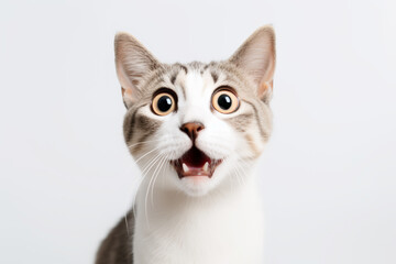 Obraz premium The cat reacting with surprise, wide eyes and open mouth