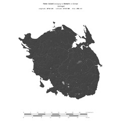 Funen Island. Denmark. Shape on white. Bilevel © zelwanka