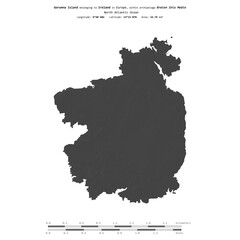 Obraz premium Gorumna Island. Ireland. Shape on white. Bilevel
