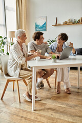 A loving family enjoying each other's company while sharing stories and laughter in their cozy living space.