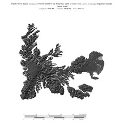 Grande-Terre Island. French Southern and Antarctic Lands. Shape on white. Bilevel © zelwanka