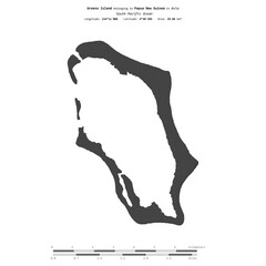 Greens Island. Papua New Guinea. Shape on white. Bilevel © zelwanka