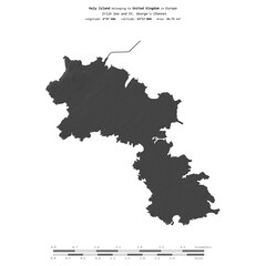 Obraz premium Holy Island. United Kingdom. Shape on white. Bilevel
