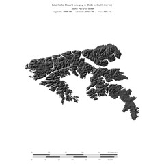 Isla Hoste Stewart. Chile. Shape on white. Bilevel © zelwanka