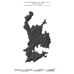 Jar Lann Kyun Island. Myanmar. Shape on white. Bilevel © zelwanka