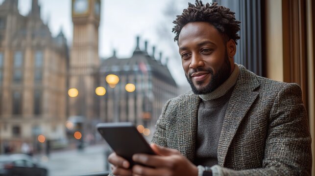 manager with laptop ,smart phone london city hall