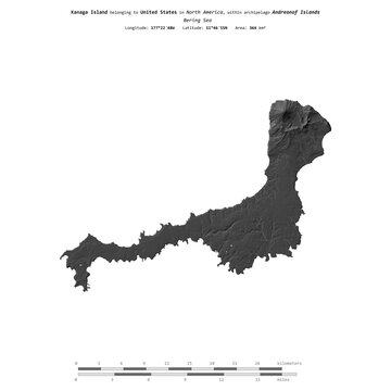 Kanaga Island. United States. Shape on white. Bilevel