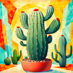 Illustration of cactus on the abstract background.