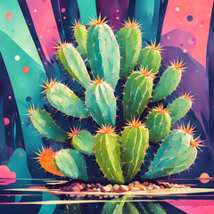 Illustration of cactus on the abstract background.