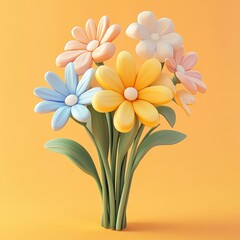 Obraz premium 3D Spring Bouquet Icon: Floral Arrangement Illustration Logo