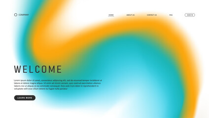 Abstract wave futuristic design of landing page. retro gradient mesh website design