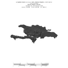 La Espanola Island. Haiti, Dominican Republic. Shape on white. Bilevel © zelwanka