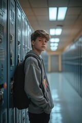 Student Standing by Lockers