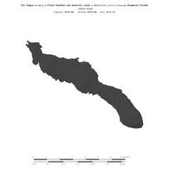 Ile Longue. French Southern and Antarctic Lands. Shape on white. Bilevel © zelwanka