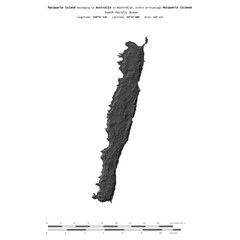 Macquarie Island. Australia. Shape on white. Bilevel