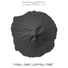 Manam Island. Papua New Guinea. Shape on white. Bilevel © zelwanka
