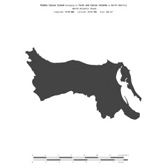 Middle Caicos Island. Turks and Caicos Islands. Shape on white. Bilevel © zelwanka