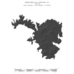 Mireukdo Island. South Korea. Shape on white. Bilevel © zelwanka