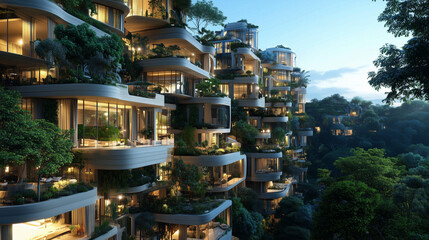 Visualizing housing market recovery after interest rate cuts through futuristic city development projects, highlighting the rebound in real estate driven by macroeconomic policies and financial stimul