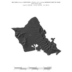 Oahu Island. United States. Shape on white. Bilevel © zelwanka