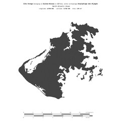 Ilha Orango. Guinea-Bissau. Shape on white. Bilevel © zelwanka
