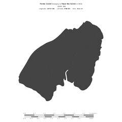 Parama Island. Papua New Guinea. Shape on white. Bilevel © zelwanka