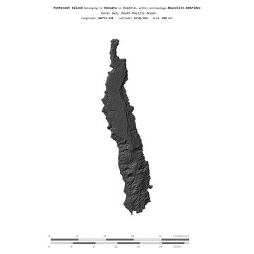 Pentecost Island. Vanuatu. Shape on white. Bilevel